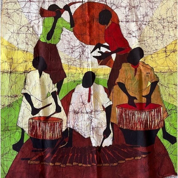 Handmade tie dye wall batik art - genuine African - Picture 1 of 5